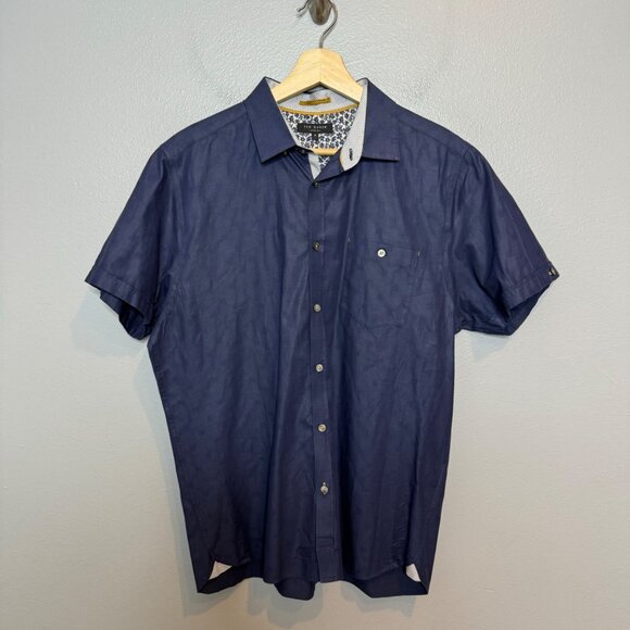Ted Baker Other - TED BAKER men's textured navy GOT GAME button front shirt size 4 or M